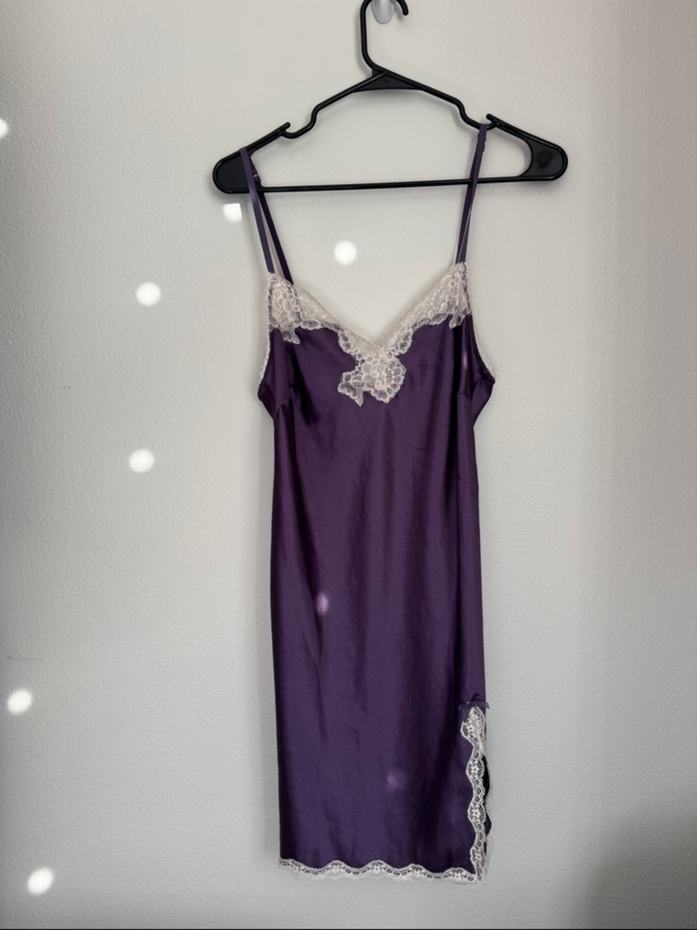 Victoria's Secret Purple Satin Lace-Trim Slip Dress